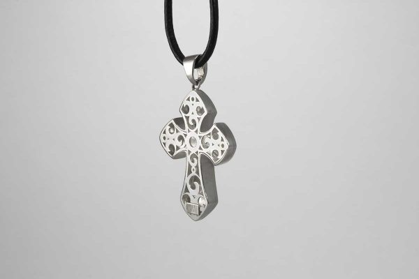 Silver handmade cross with emerald and citrin 0069