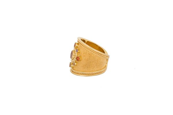 Silver handmade ring with champagne tourmaline 15