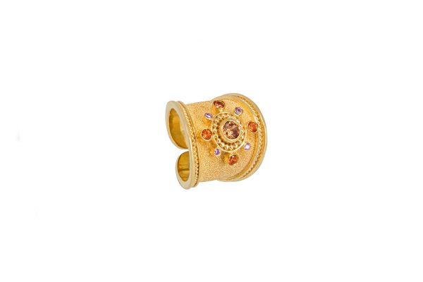 Silver handmade ring with champagne tourmaline 15