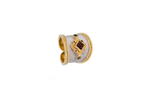 Handmade ring with dark purple tourmaline 18