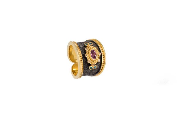 Silver handmade ring with purple tourmaline 20