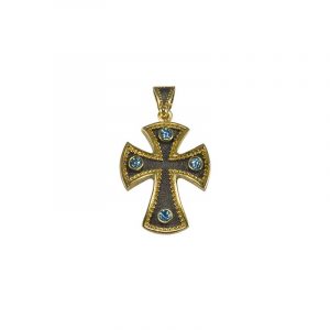 Ασημένιος χειροποίητος Σταυρός με blue topaz 2018