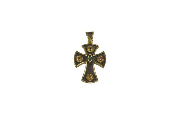 Handmade cross with emerald and rubies 2019