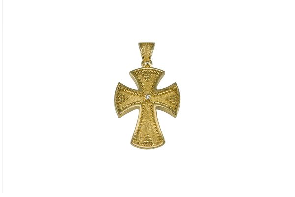Silver handmade Cross with white sapphire 2020