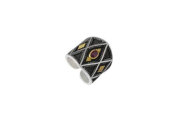 Silver handmade ring with ruby 2075