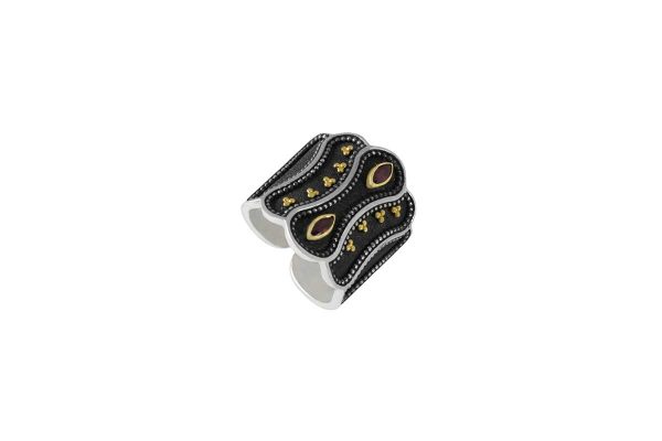 Silver handmade ring with rubies 2084