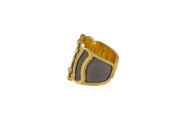 Silver handmade ring with emeralds 2086