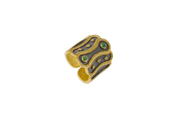 Silver handmade ring with emeralds 2086