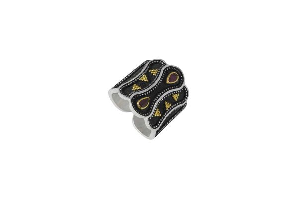Silver handmade ring with rubies 2087