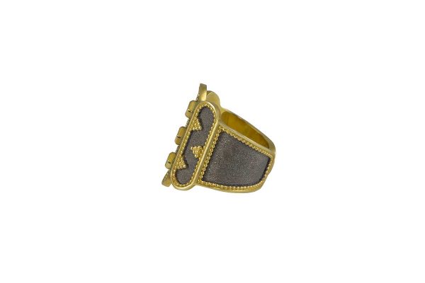 Silver handmade ring with emeralds and ruby 2093