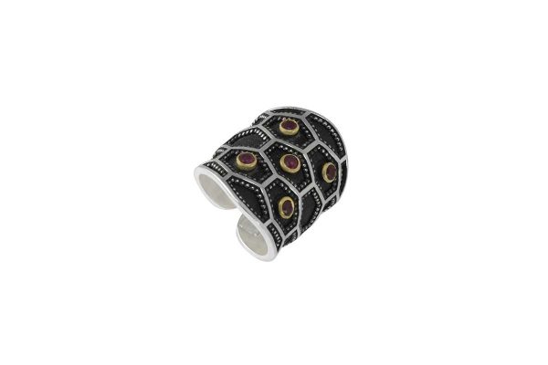 Silver handmade ring with rubies 2094