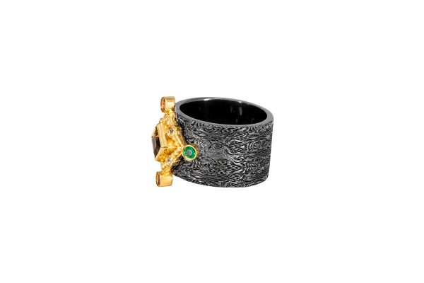 Silver handmade ring with citrin 21