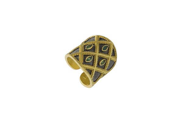 Silver handmade ring with emeralds 2100