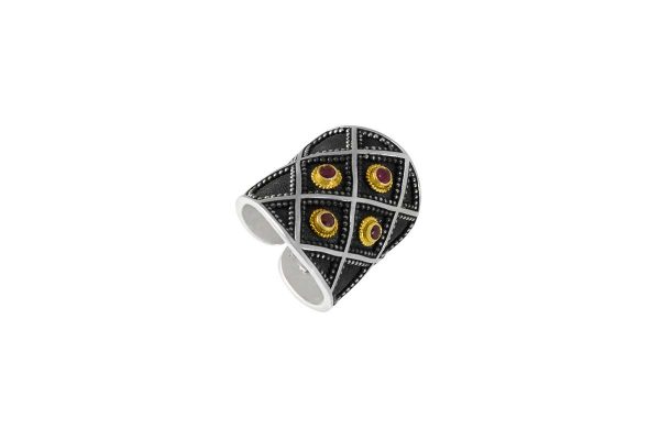 Silver handmade ring with rubies 2101