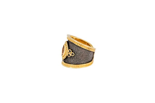 Silver handmade ring with purple tourmaline 22