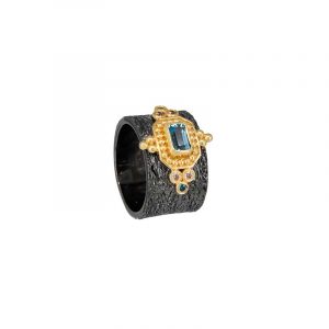 Ασημένιο χειροποίητο δαχτυλίδι με blue topaz 24