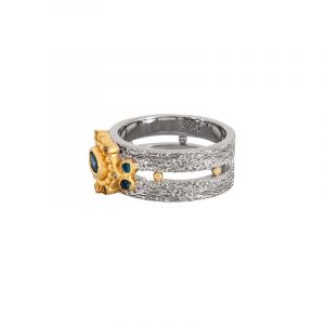 Ασημένιο χειροποίητο δαχτυλίδι με blue topaz 30
