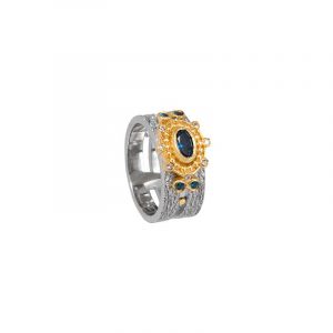Ασημένιο χειροποίητο δαχτυλίδι με blue topaz 30