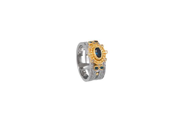 Ασημένιο χειροποίητο δαχτυλίδι με blue topaz 30