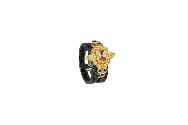 Silver handmade ring with champagne tourmaline 35