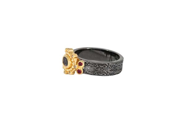 Silver handmade ring with purple tourmaline 41