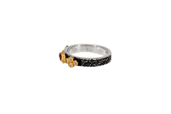 Silver handmade ring with ruby 43