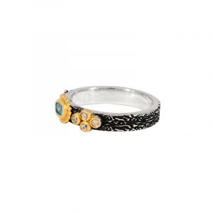 Ασημένιο χειροποίητο δαχτυλίδι με blue topaz 46