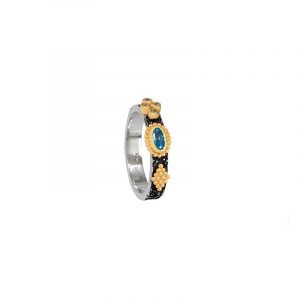 Ασημένιο χειροποίητο δαχτυλίδι με blue topaz 46
