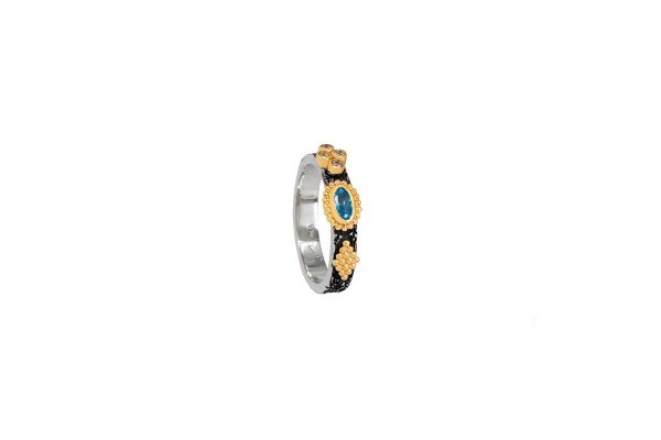 Silver handmade ring with blue topaz 46