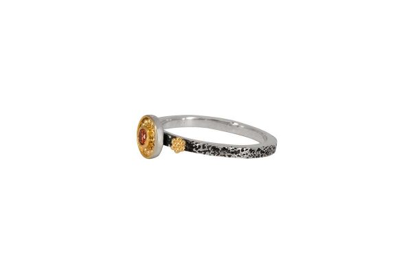 Silver handmade ring with orange 49