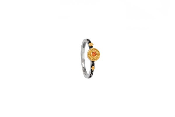 Silver handmade ring with orange 49