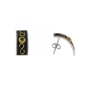 Silver handmade earrings with emeralds 0164