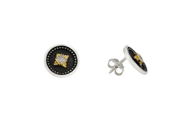 Silver handmade earrings with white topaz 0179