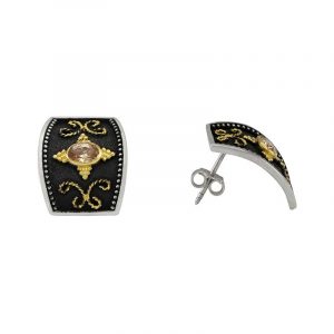 Silver handmade earrings with citrin 0186