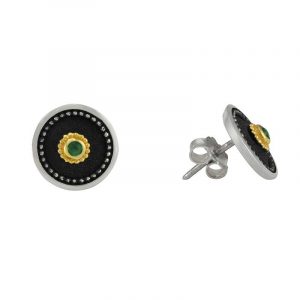 Silver handmade earrings with emeralds 0242