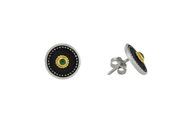 Silver handmade earrings with emeralds 0242