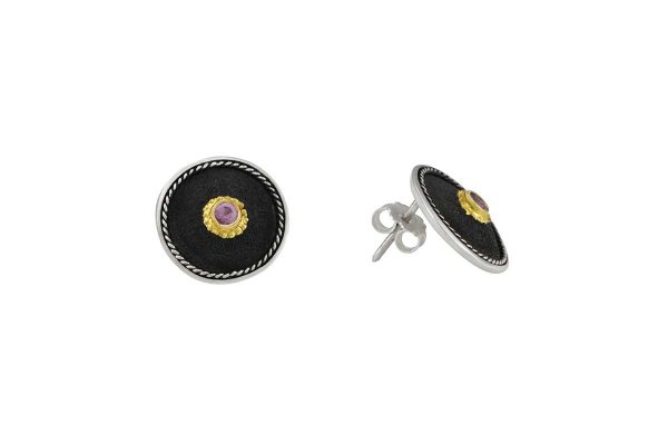 Silver handmade earrings with amethyst 0248
