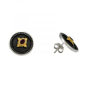 Silver handmade earrings with ruby 0256