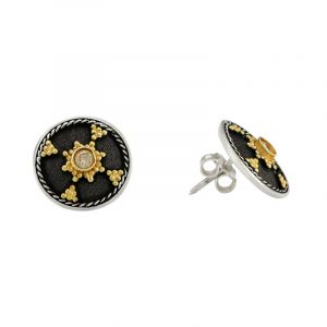 Silver handmade earrings with citrin 0258