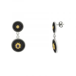 Silver handmade earrings with emeralds 0270