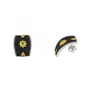 Silver handmade earrings with emeralds 0331