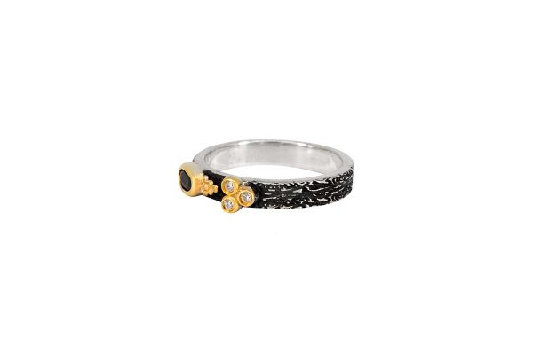 Silver handmade ring with sapphire 57