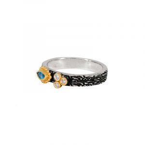 Ασημένιο χειροποίητο δαχτυλίδι με blue topaz 58