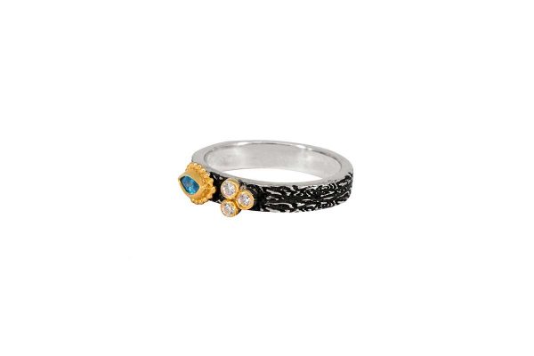 Ασημένιο χειροποίητο δαχτυλίδι με blue topaz 58