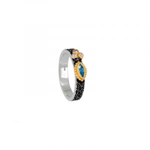 Ασημένιο χειροποίητο δαχτυλίδι με blue topaz 58