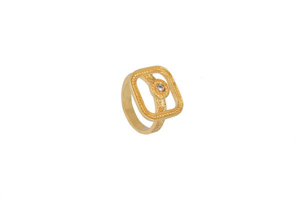 Silver handmade ring with white European cut 59