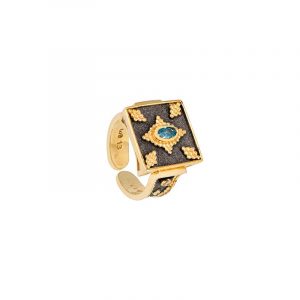 Ασημένιο χειροποίητο δαχτυλίδι με blue topaz 61