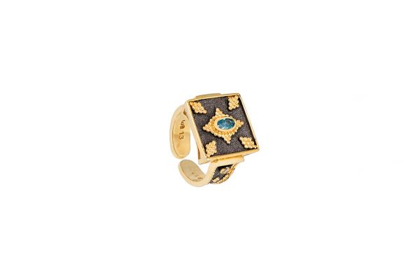 Ασημένιο χειροποίητο δαχτυλίδι με blue topaz 61