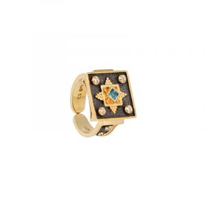 Ασημένιο χειροποίητο δαχτυλίδι με blue topaz 62