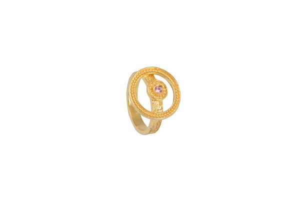 Silver handmade ring with purple tourmaline 65